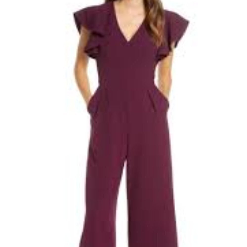 Eliza J Flutter Sleeve Jumpsuit Size 8 - Picture 9 of 9